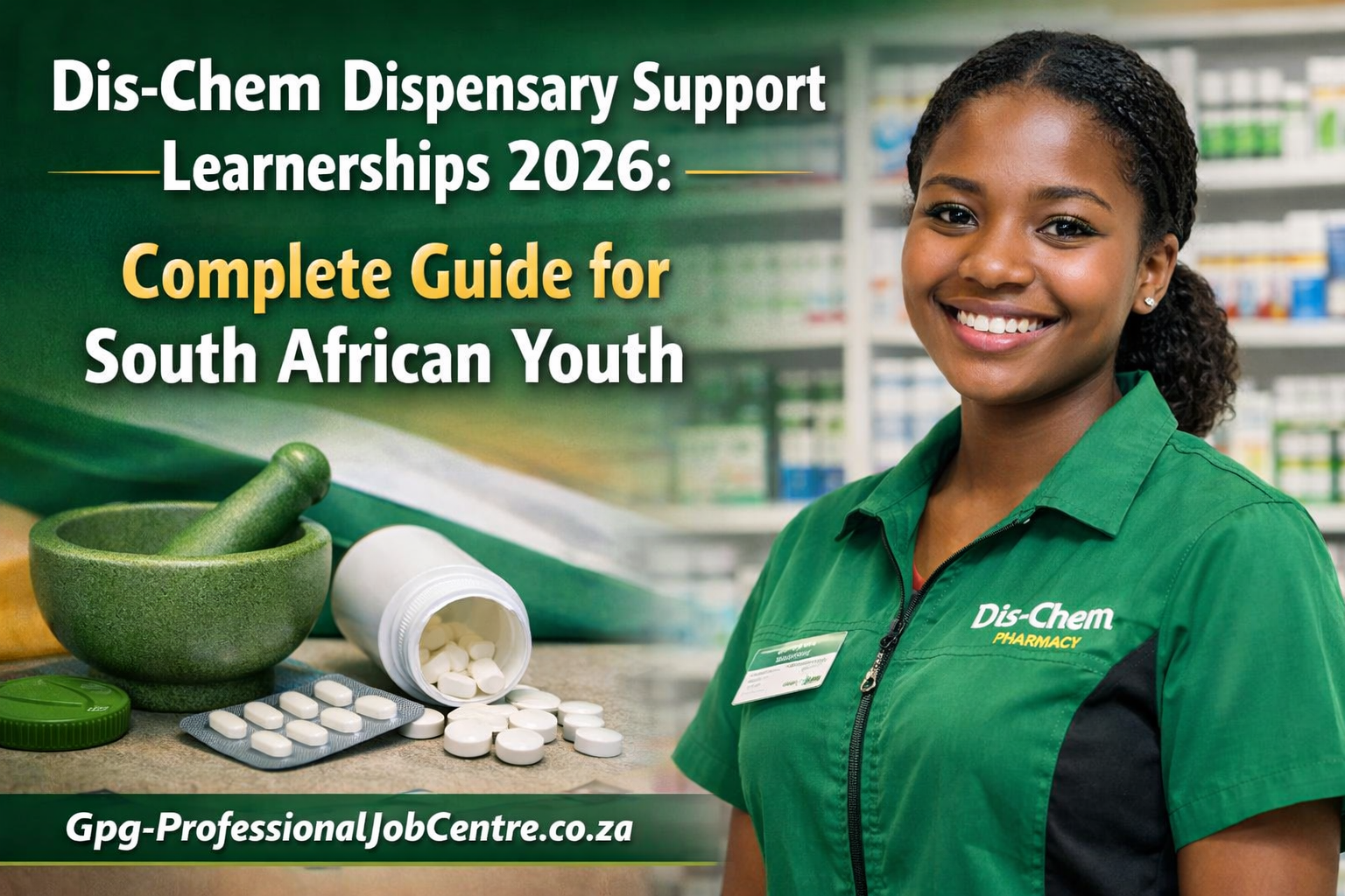 pharmacy assistant trainee working in Dis-Chem dispensary South Africa