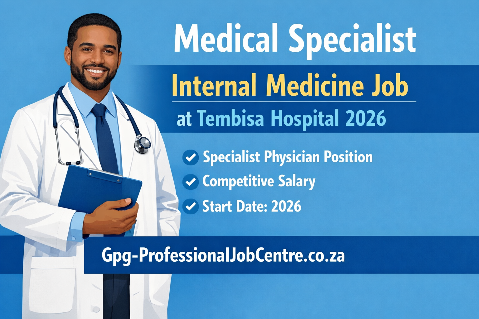 Medical Specialist Internal Medicine Job at Tembisa Hospital 2026