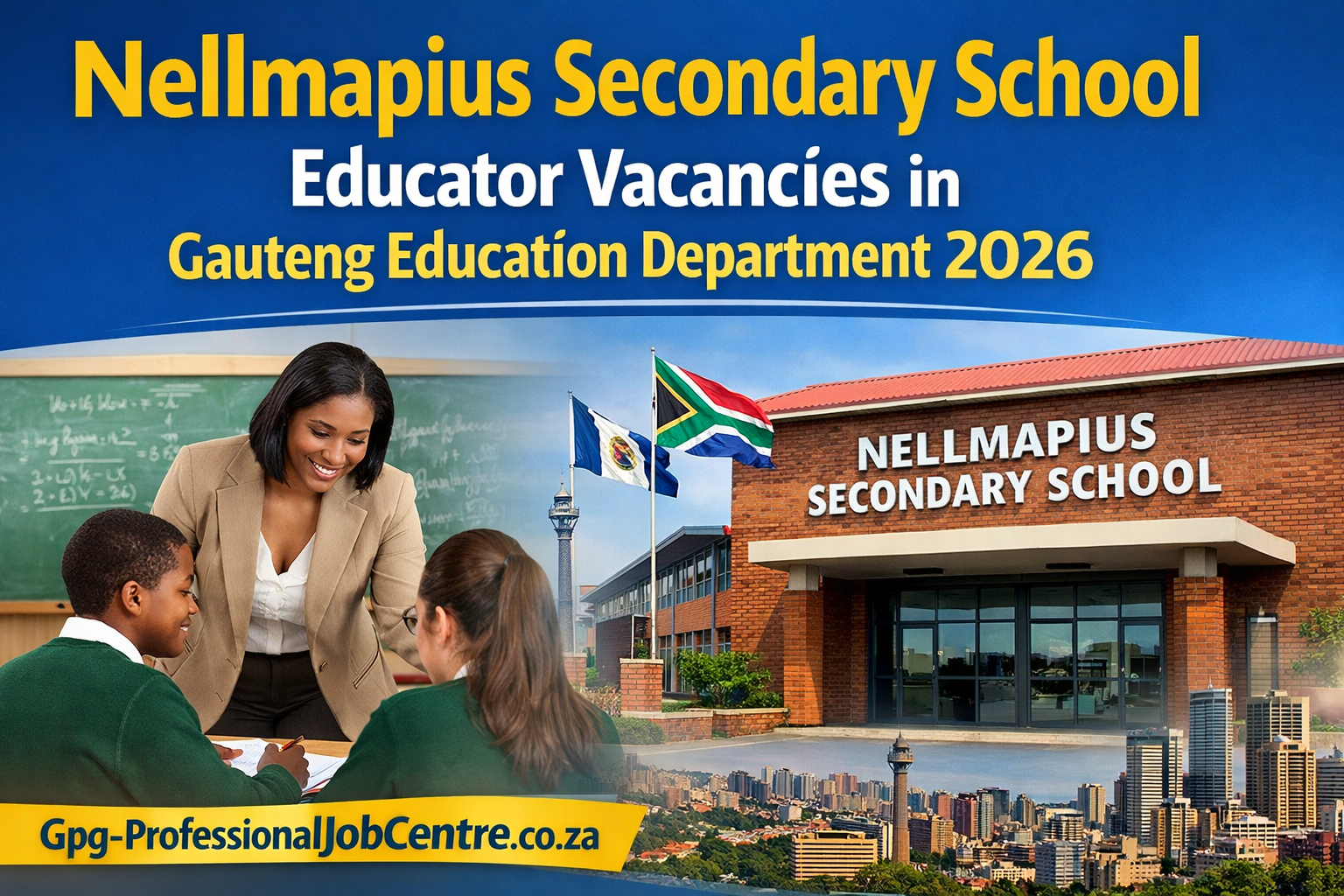 Banner for Nellmapius Secondary School 2026 teaching vacancies in English and Mathematics closing 2 March 2026