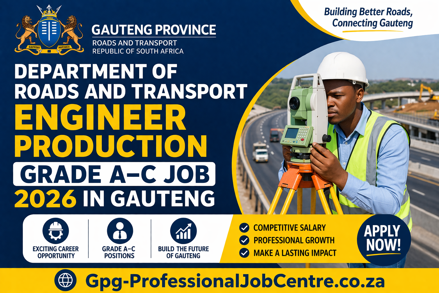 Civil engineer working on road construction project in Gauteng South Africa
