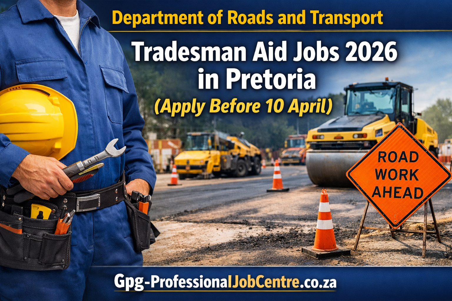 Tradesman aid working in a workshop at Department of Roads and Transport South Africa