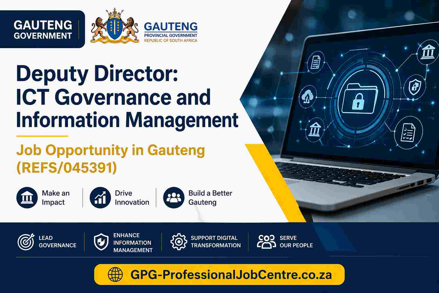 ICT governance professional working on digital systems in a government office