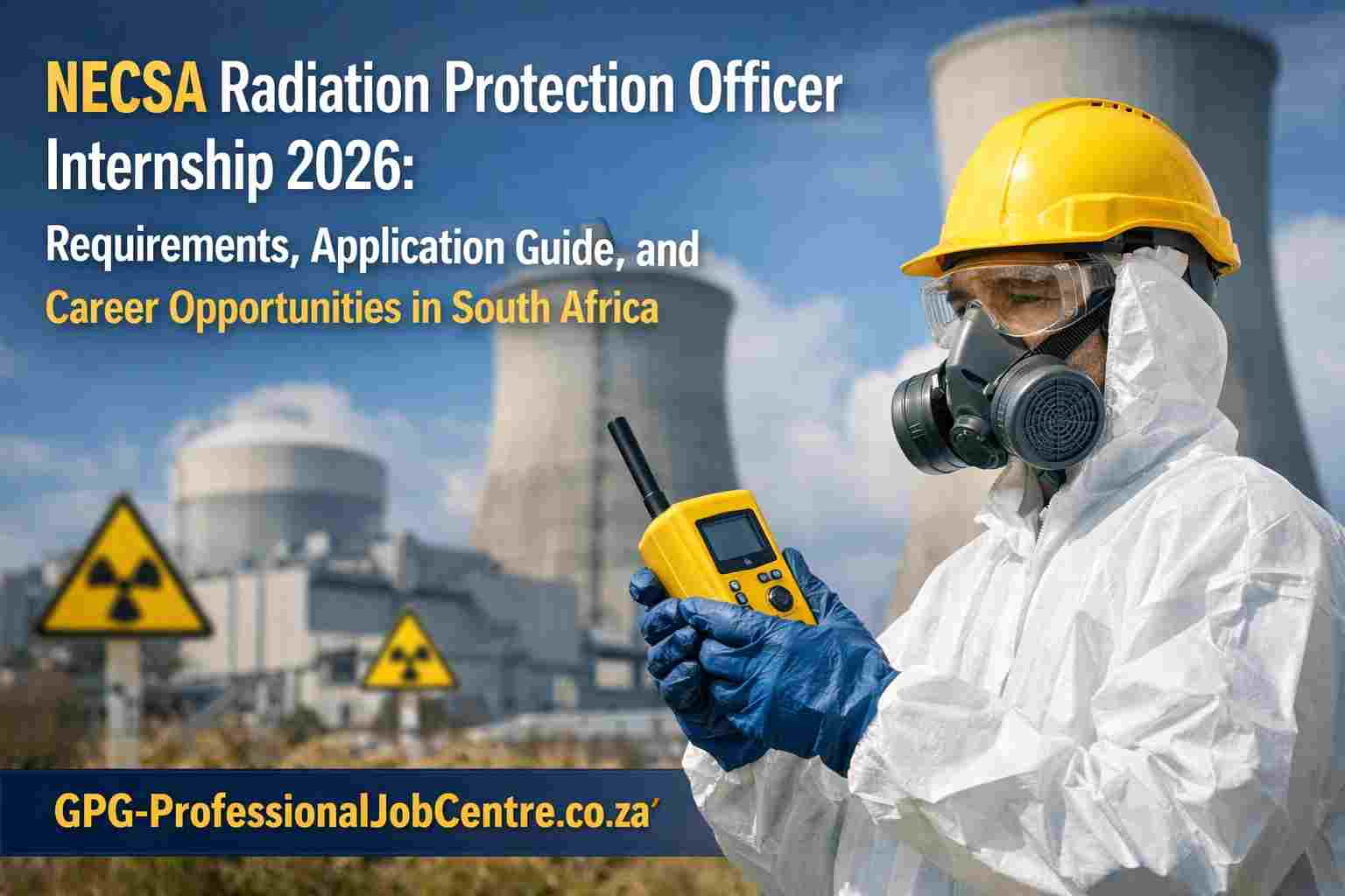 Radiation protection intern monitoring safety levels in a nuclear facility in South Africa