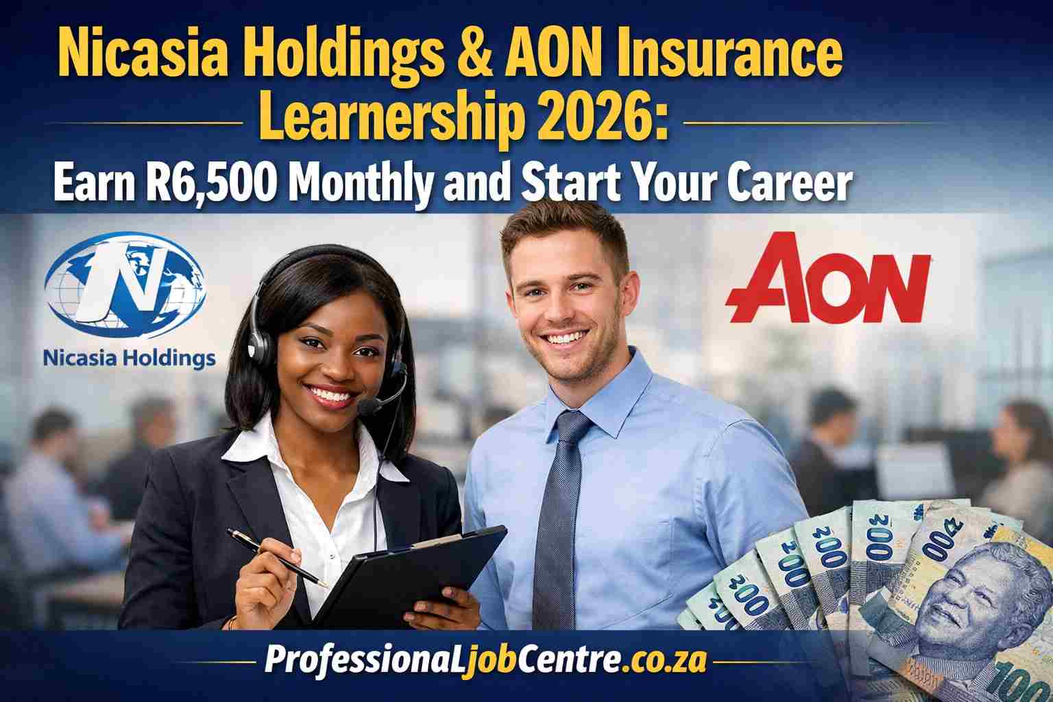 Young professionals in insurance learnership training in a corporate office