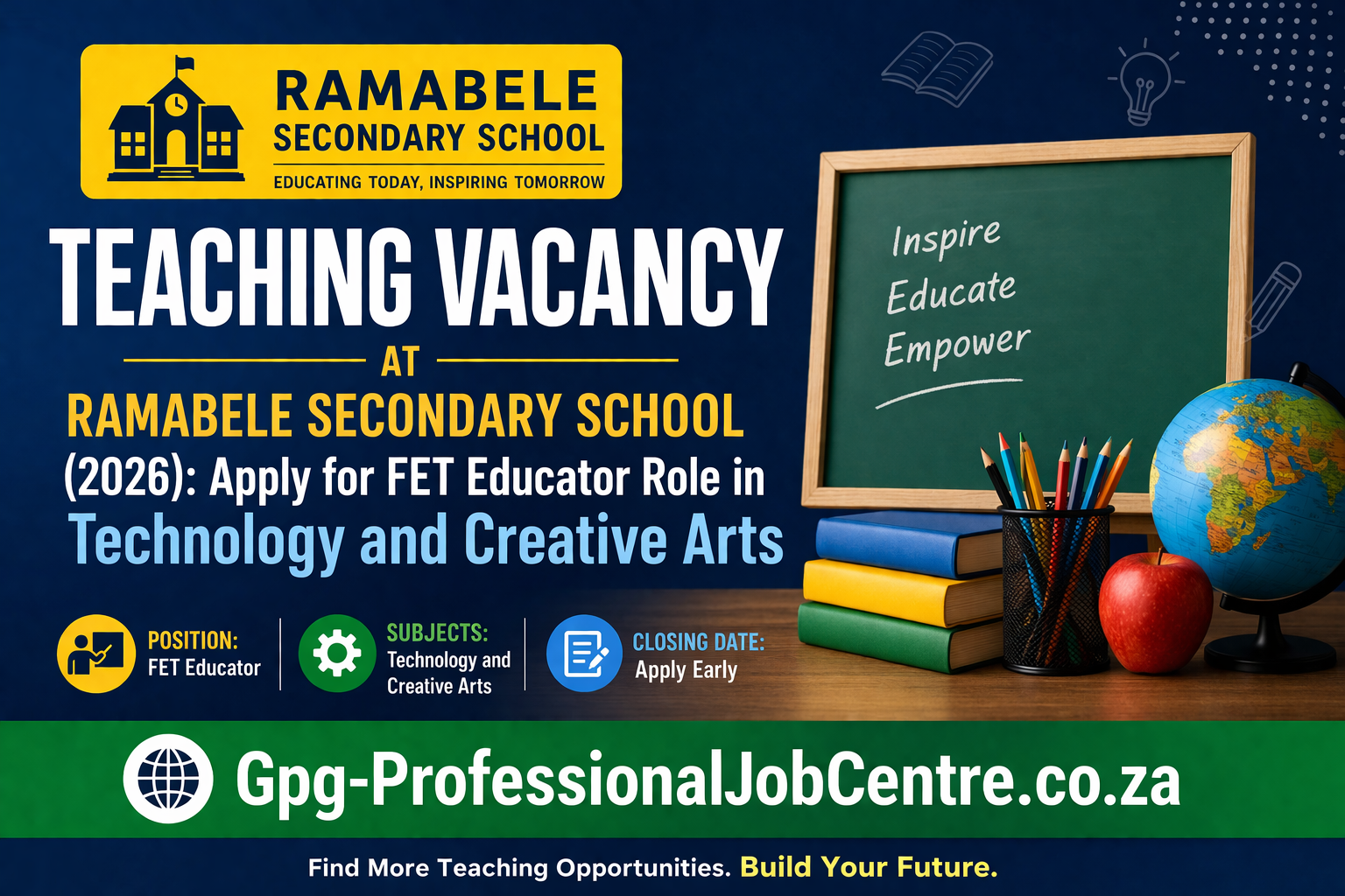 FET educator teaching Technology and Creative Arts at Ramabele Secondary School