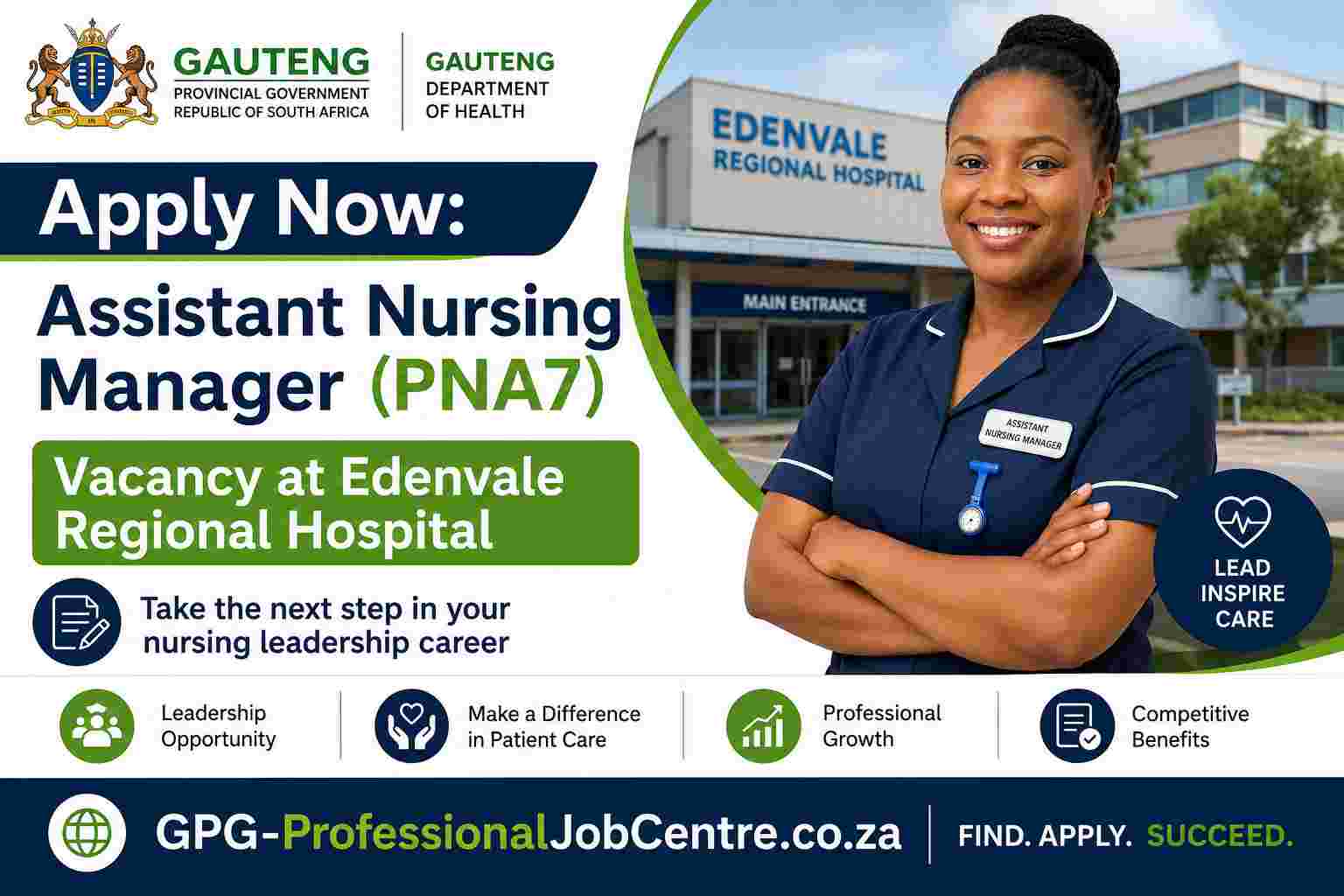 Assistant Nursing Manager vacancy Edenvale Regional Hospital job post advertisement with salary details.