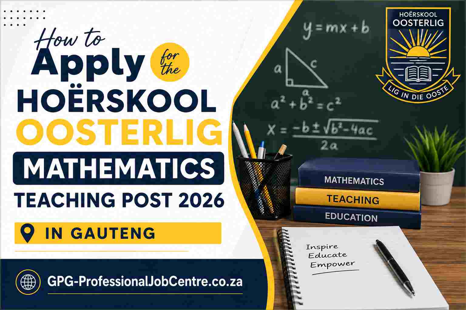 Mathematics teacher vacancy at HOËRSKOOL OOSTERLIG in Gauteng South Africa for 2026