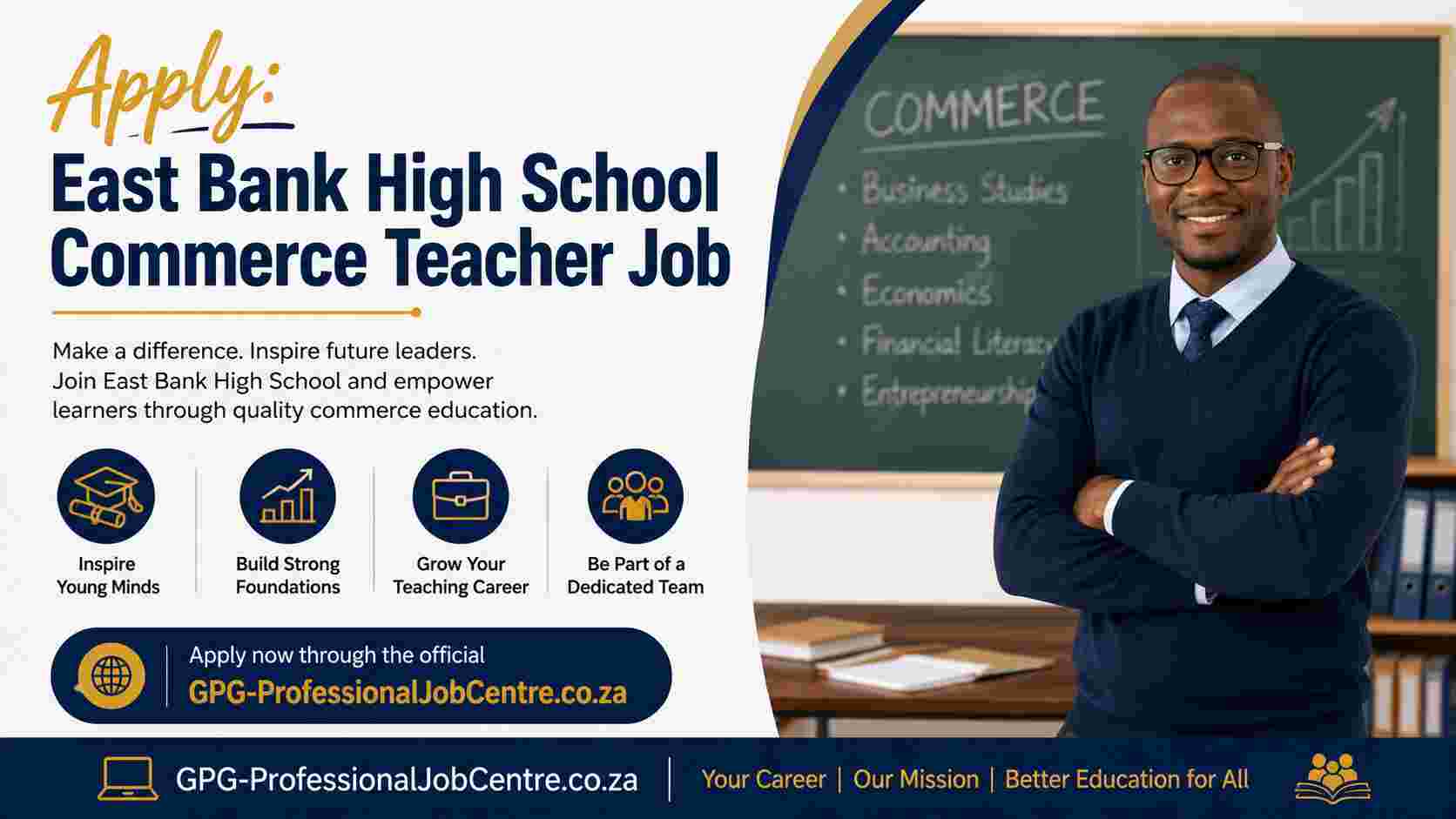 East Bank High School building in Sandton Gauteng for teaching job applications.