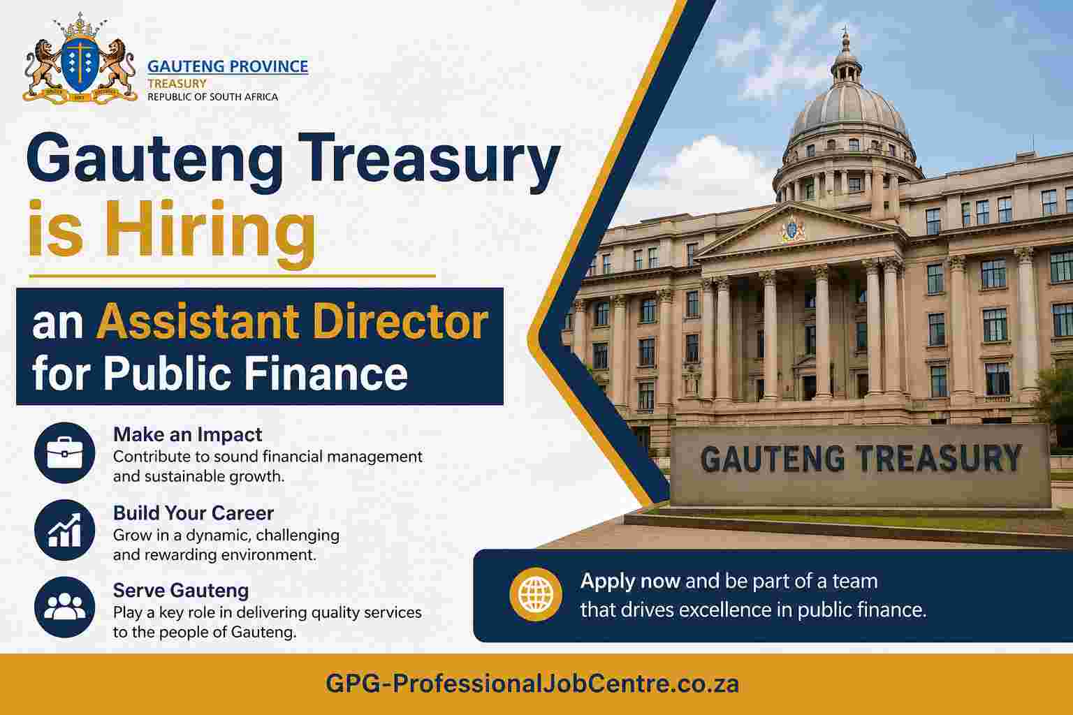 Official building of the Gauteng Provincial Government Treasury in Johannesburg, South Africa.