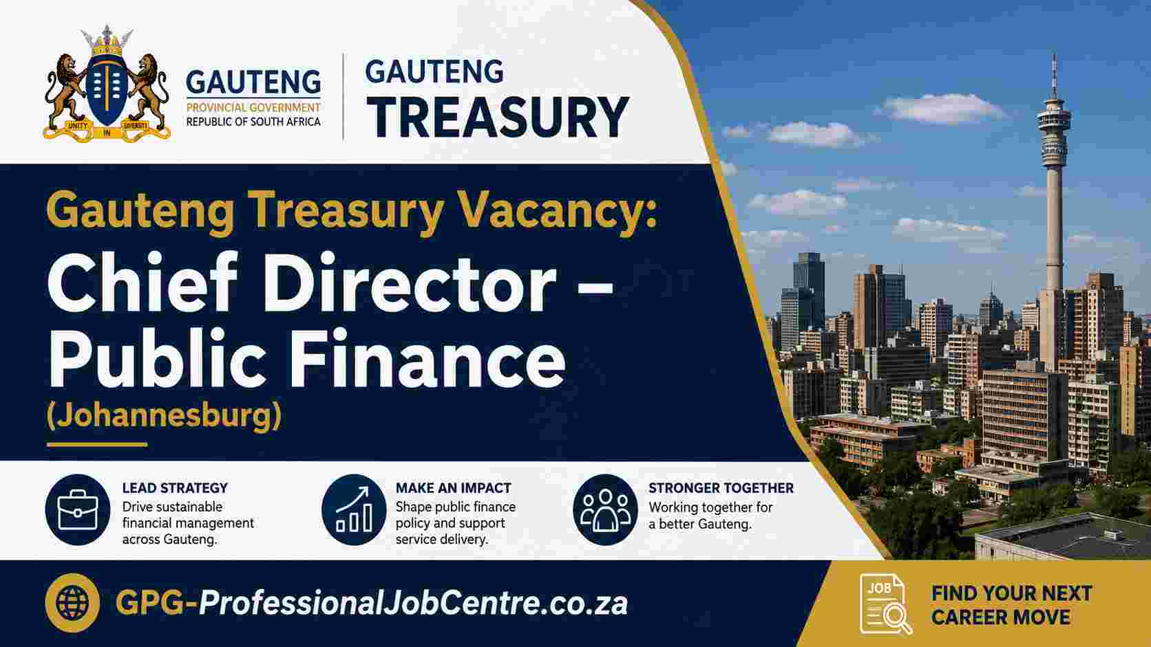 Gauteng Treasury Vacancy: Chief Director – Public Finance (Johannesburg)