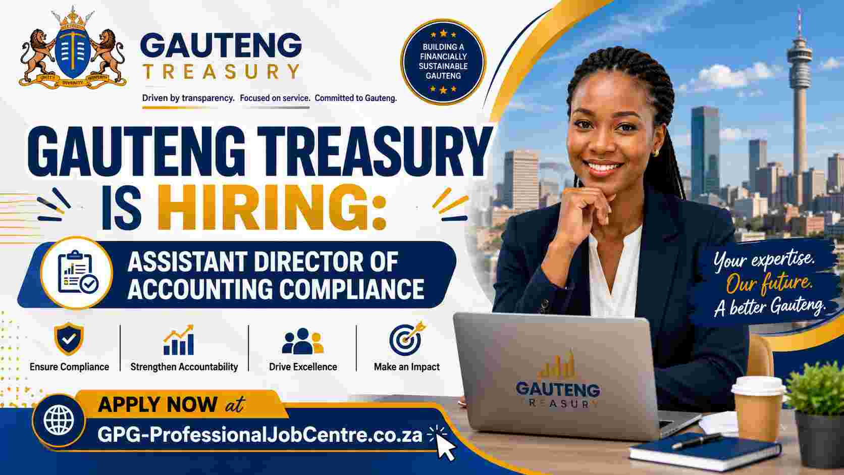 Gauteng Treasury vacancies announcement for the Assistant Director Accounting Compliance position in Johannesburg