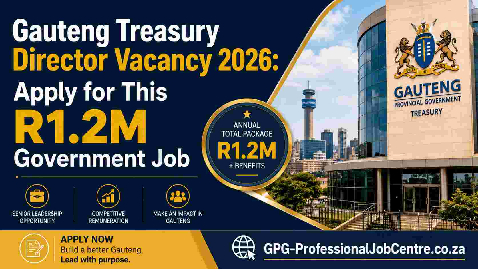 Gauteng Treasury vacancy 2026 announcement for Director Open Tender Support position in Johannesburg.