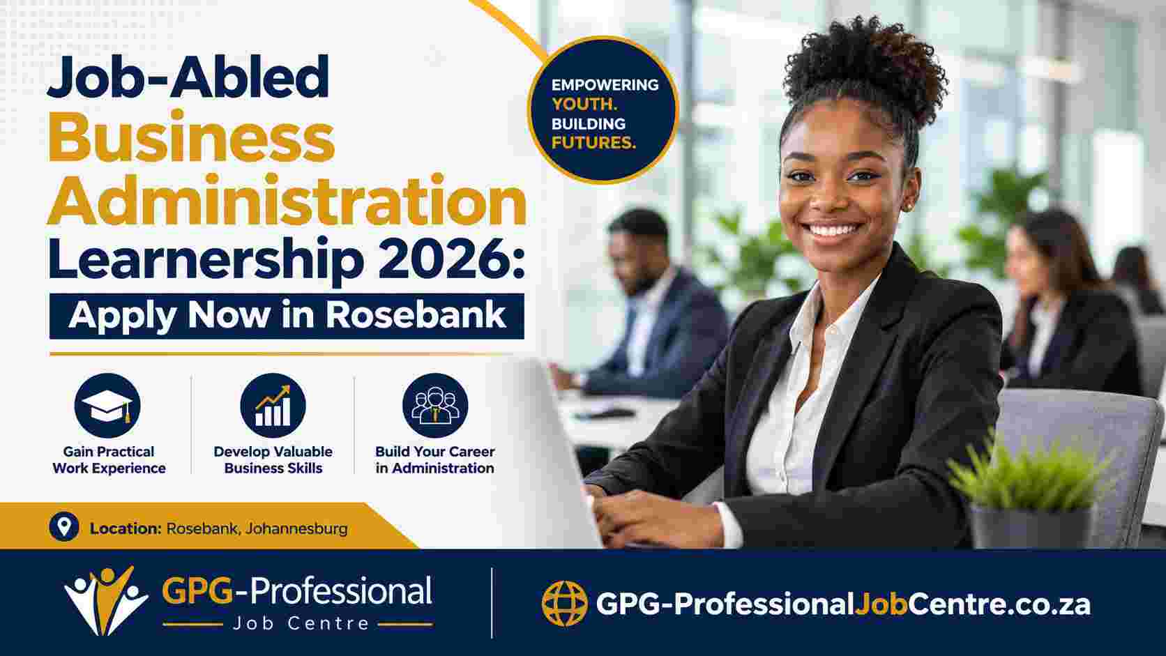 A professional office space in Rosebank Johannesburg for the Job-Abled Business Administration Learnership 2026.