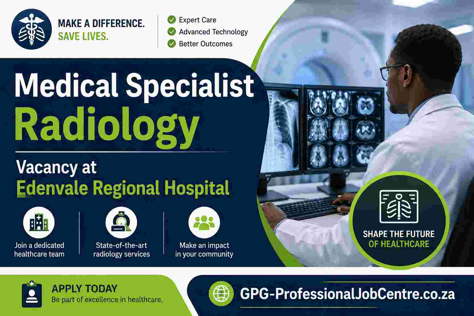 Medical Specialist Radiology Vacancy at Edenvale Regional Hospital in Gauteng.