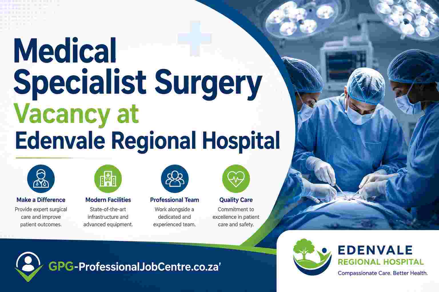 Medical Specialist Surgery vacancy at Edenvale Regional Hospital Gauteng Department of Health