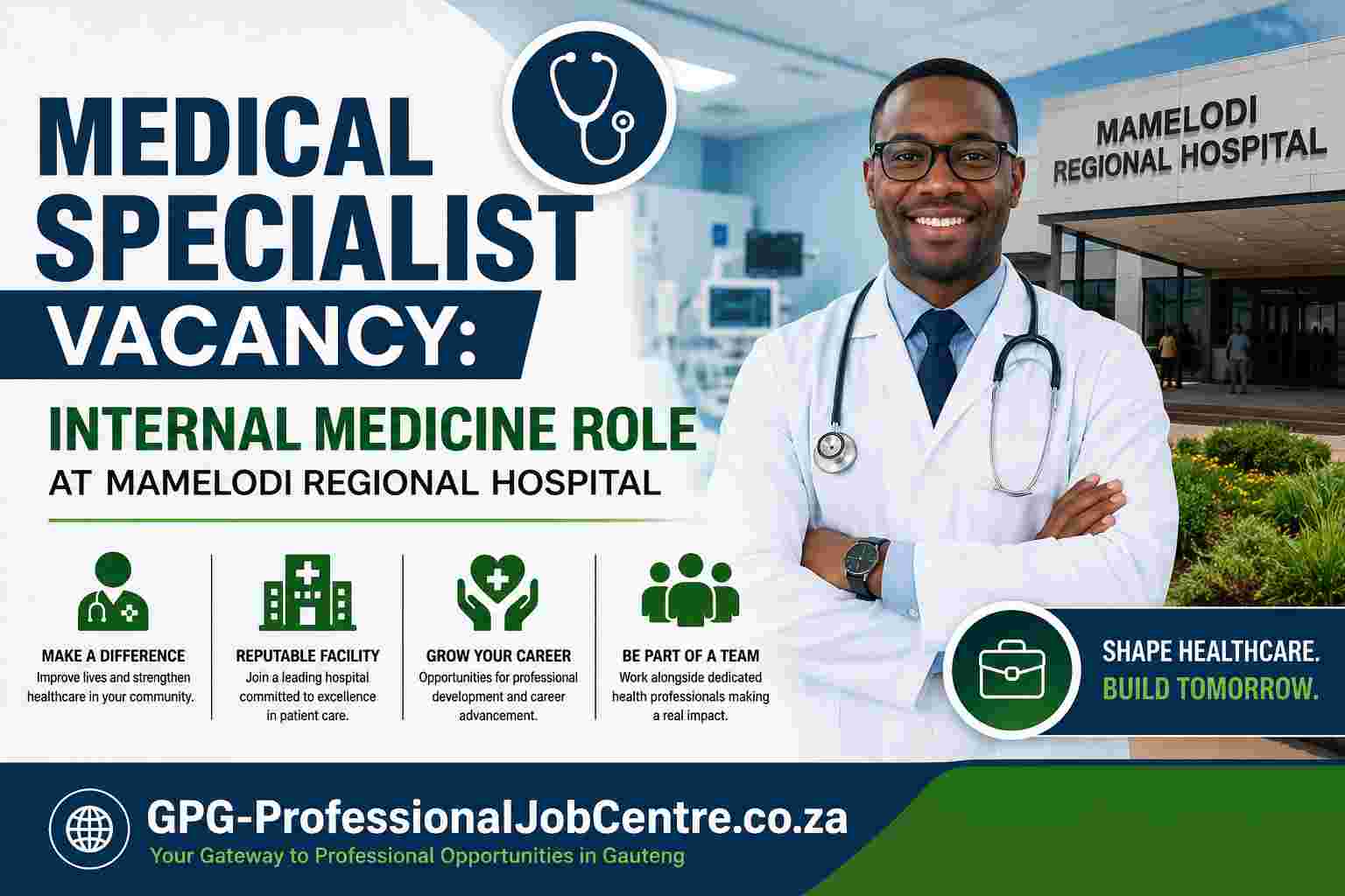 Medical Specialist vacancy at Mamelodi Regional Hospital in Gauteng South Africa.