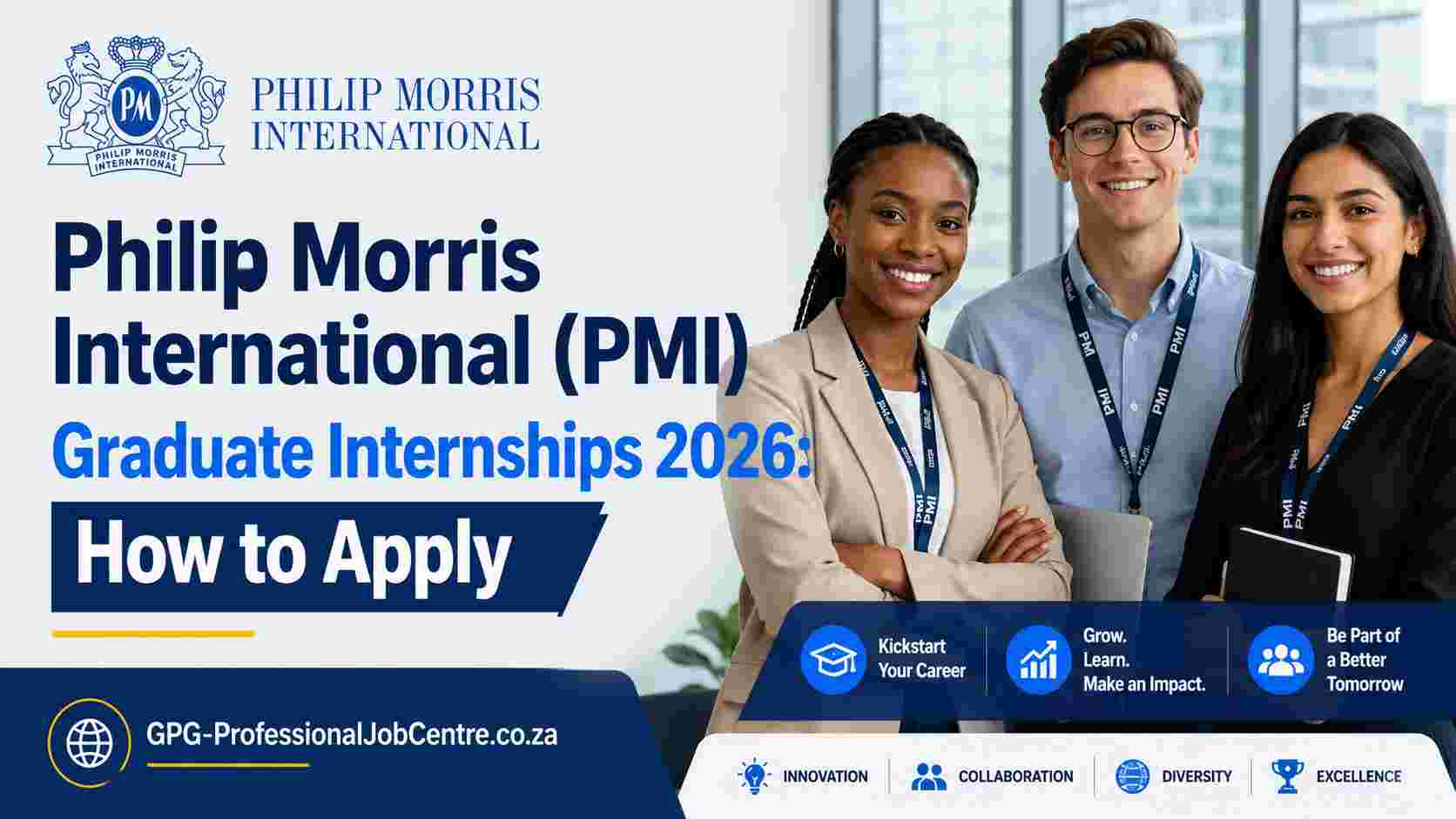 Philip Morris International PMI Graduate Internships 2026 banner for South African applicants.